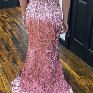 Elegant Pink Embroidered Gown